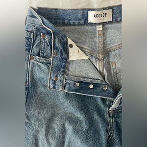 Agolde High-Waisted Straight Leg Jeans with Raw Frayed Hem